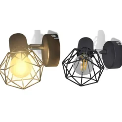 vidaXL Wandlampen 2 st met LED industriële stijl zwart