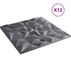 vidaXL Wandpanelen 12 pcs Amethist Grijs 50 x 50 cm XPS Schuim