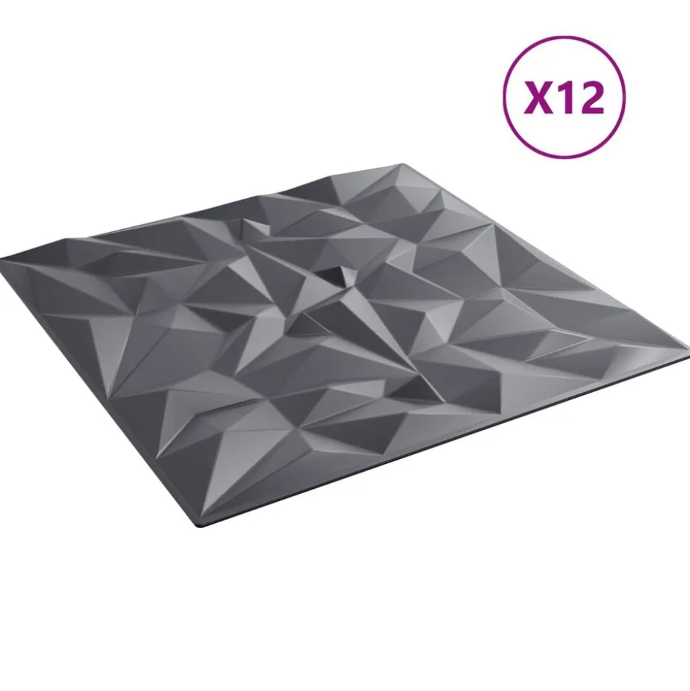 vidaXL Wandpanelen 12 pcs Amethist Grijs 50 x 50 cm XPS Schuim