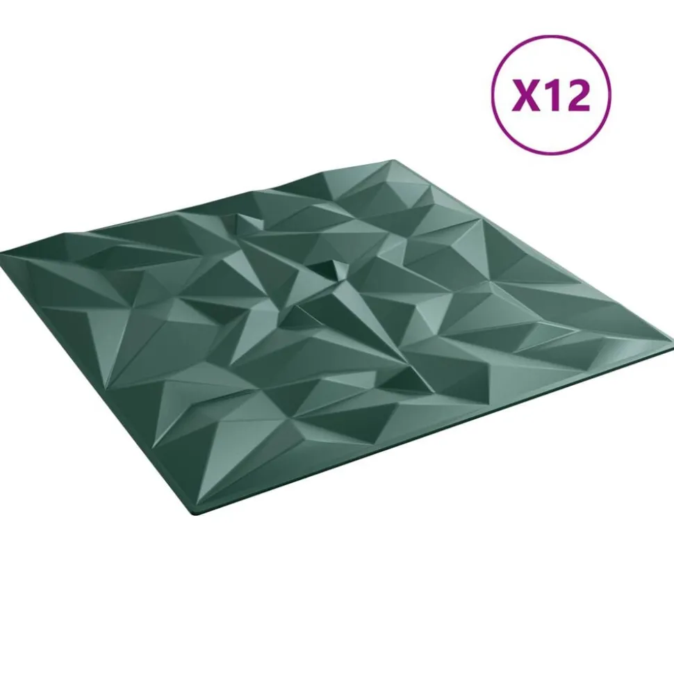 vidaXL Wandpanelen 12 pcs Amethist Groen 50 x 50 cm XPS Schuim