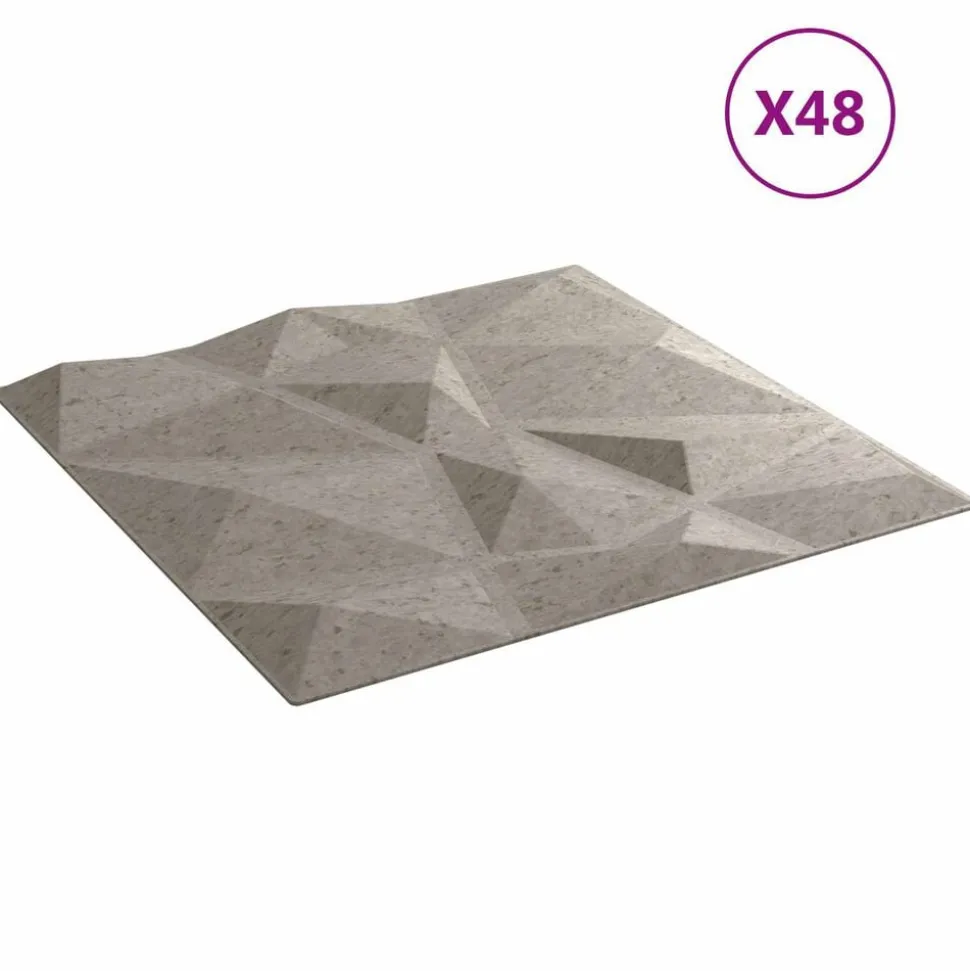 vidaXL Wandpanelen 48 pcs Beton Grijs 50 x 50 cm XPS Schuim