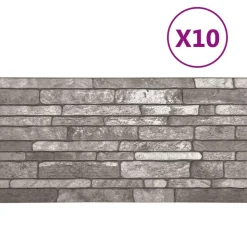vidaXL Wandpanelen 10 pcs Donkergrijs 100 x 50 cm EPS-schuim