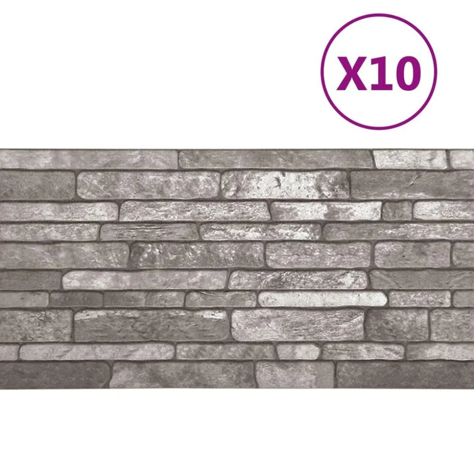 vidaXL Wandpanelen 10 pcs Donkergrijs 100 x 50 cm EPS-schuim
