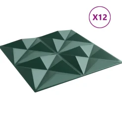 vidaXL Wandpanelen 12 pcs Origami Groen 50 x 50 cm XPS Schuim