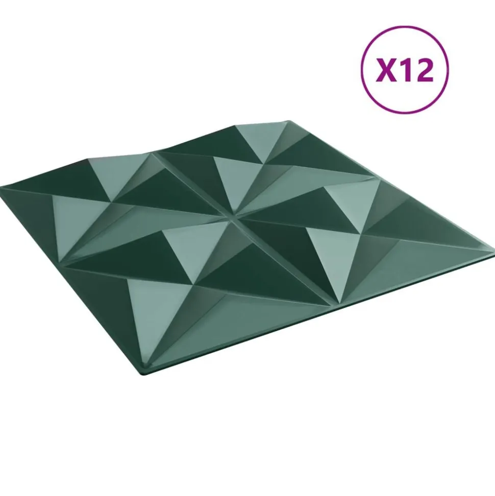 vidaXL Wandpanelen 12 pcs Origami Groen 50 x 50 cm XPS Schuim