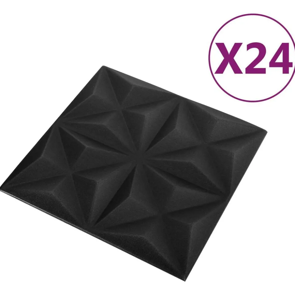 vidaXL Wandpanelen 24 pcs Origami Zwart 50 x 50 cm XPS Schuim