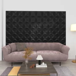 vidaXL Wandpanelen 12 pcs Origami Zwart 50 x 50 cm XPS Schuim