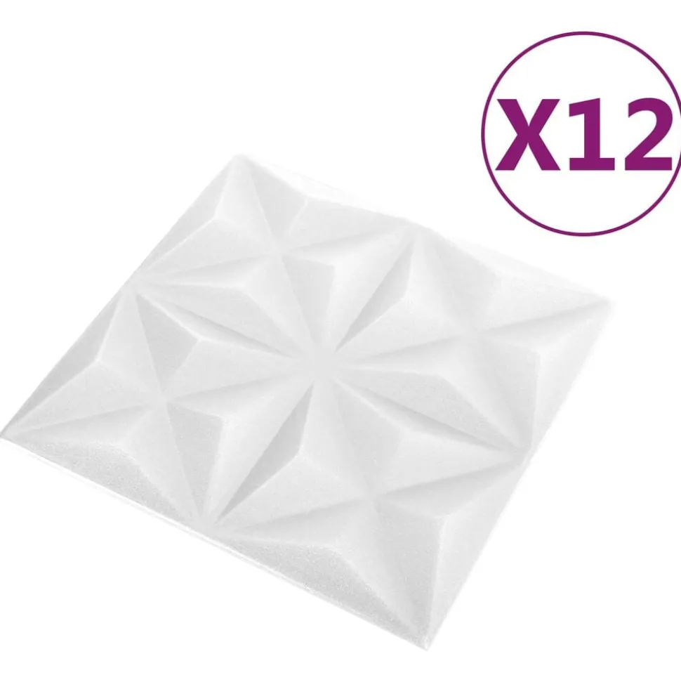 vidaXL Wandpanelen 12 pcs Origami Wit 50 x 50 cm XPS Schuim