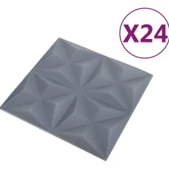 vidaXL Wandpanelen 24 pcs Origami Grijs 50 x 50 cm XPS Schuim