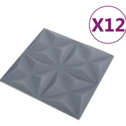 vidaXL Wandpanelen 12 pcs Origami Grijs 50 x 50 cm XPS Schuim