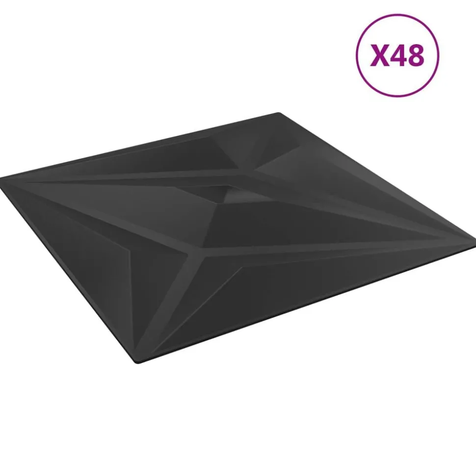 vidaXL Wandpanelen Ster 48 pcs Zwarte Ster 50 x 50 cm XPS Schuim