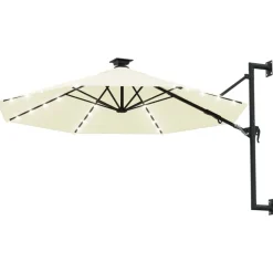 vidaXL Wandparasol met LED's 300 cm zandkleurig