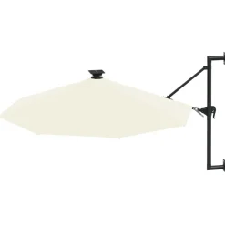 vidaXL Wandparasol met LED's 300 cm zandkleurig