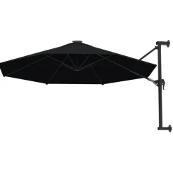vidaXL Wandparasol met metalen paal 300 cm zwart