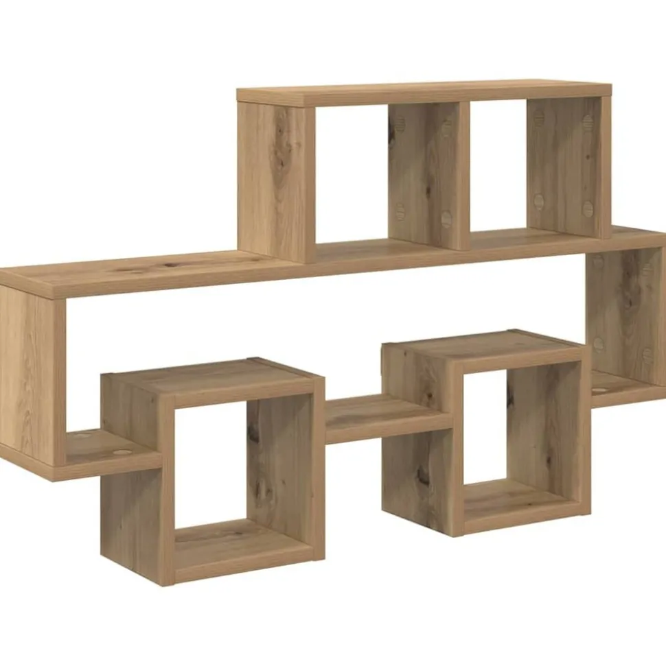 vidaXL Wandplank artisanaal eikenkleurig 82 x 15 x 51 cm Bewerkt hout