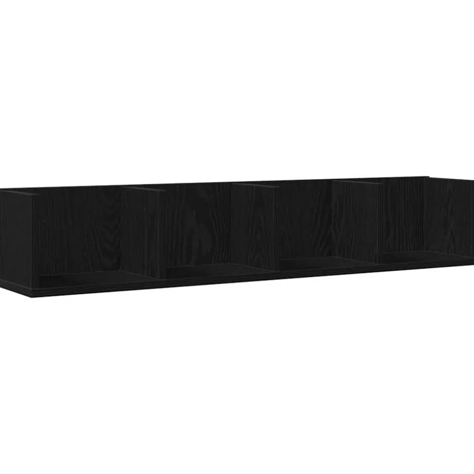 vidaXL Wandplank met plank Zwart Eiken 100 x 18 x 18 cm Bewerkt hout