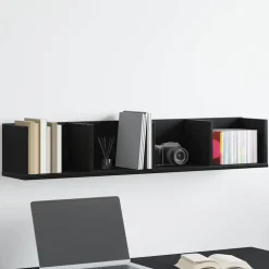 vidaXL Wandplank met plank Zwart Eiken 100 x 18 x 18 cm Bewerkt hout