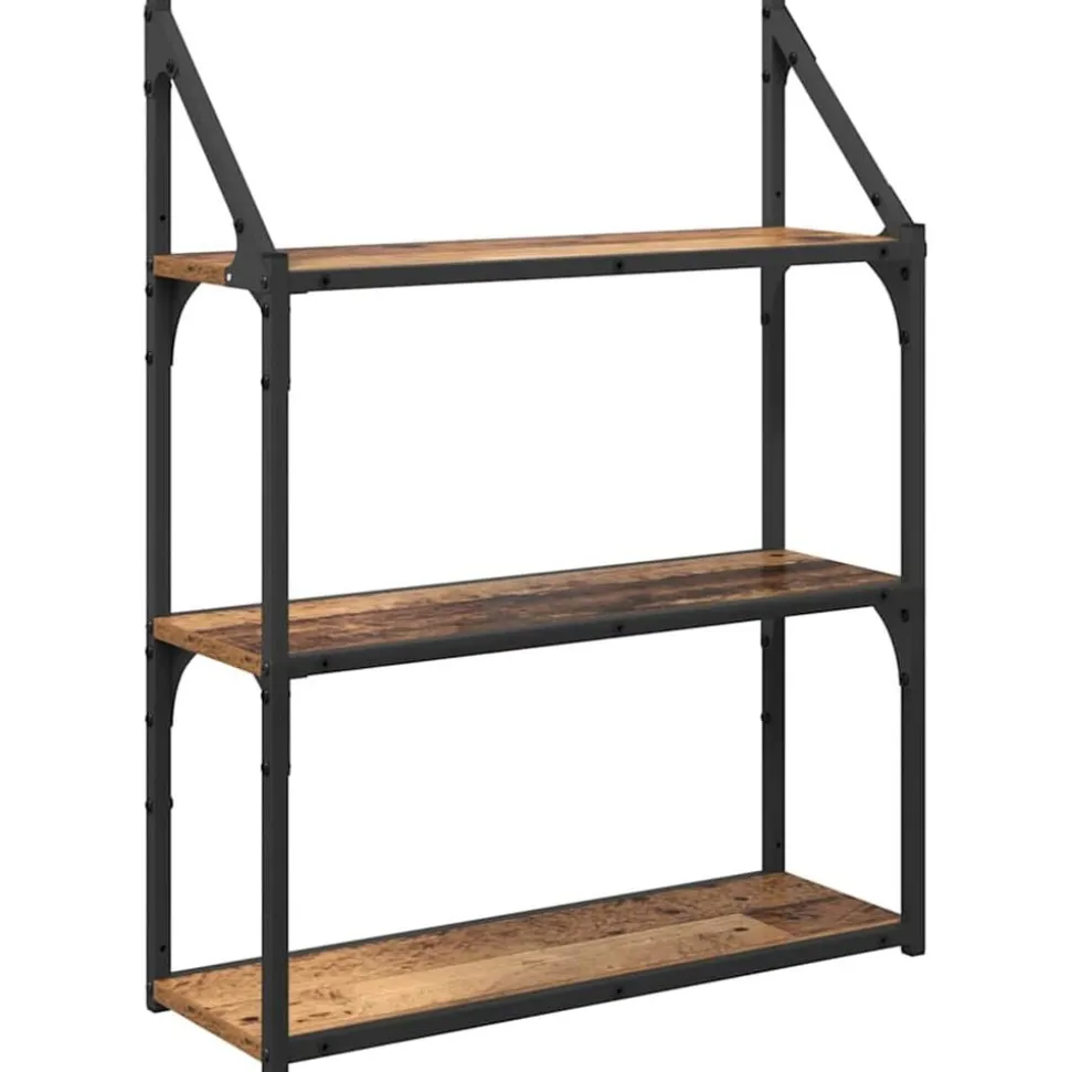 vidaXL Wandplank met plank Oud Hout 60 x 21 x 78,5 cm Bewerkt hout