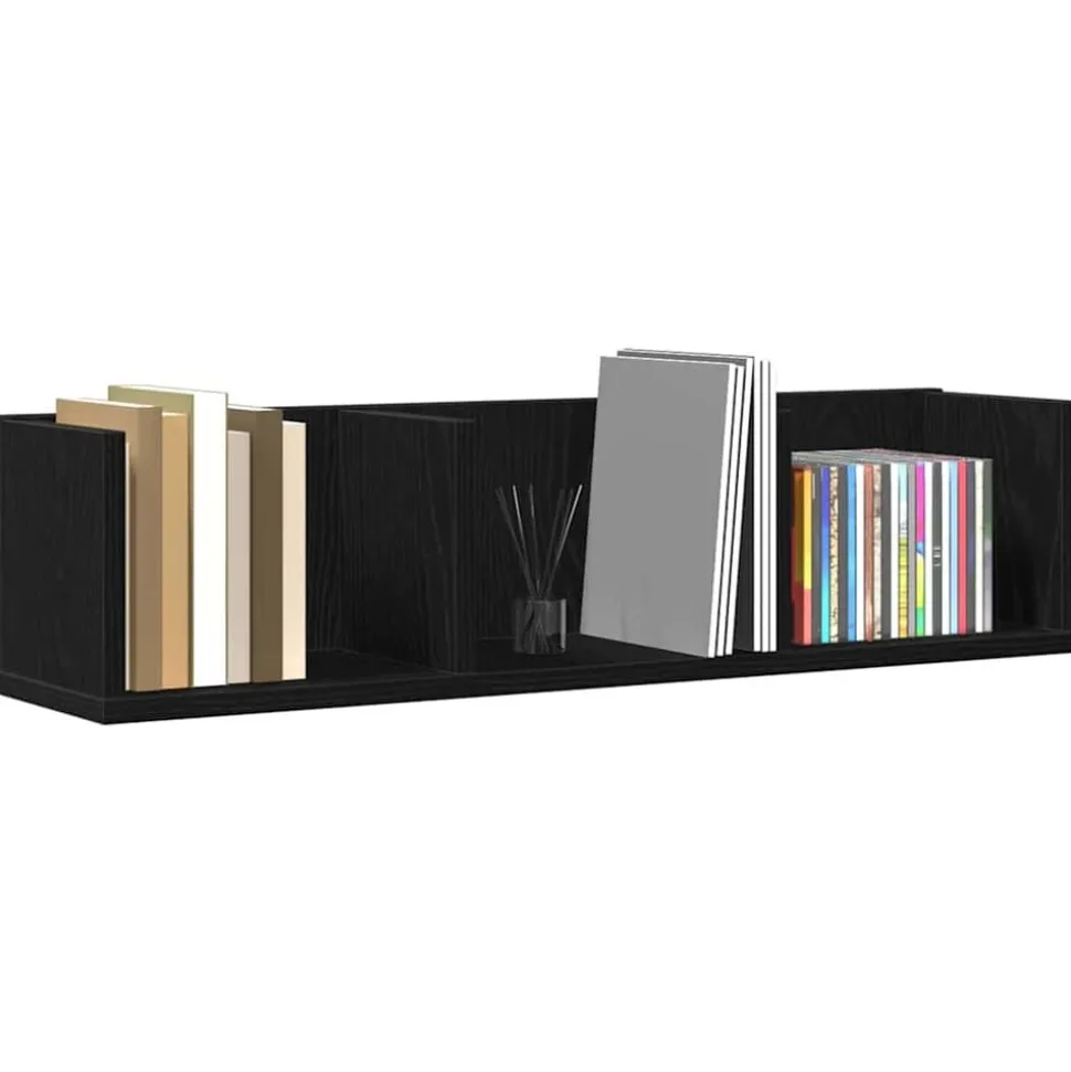 vidaXL Wandplank met plank Zwart Eiken 75 x 18 x 18 cm Bewerkt hout