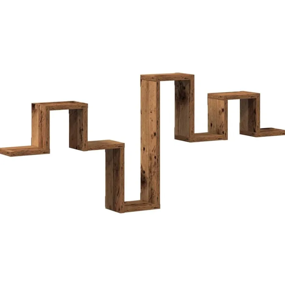 vidaXL Wandplank Wandgemonteerd met opslag Oudhout 104.5 x 43 x 10 cm