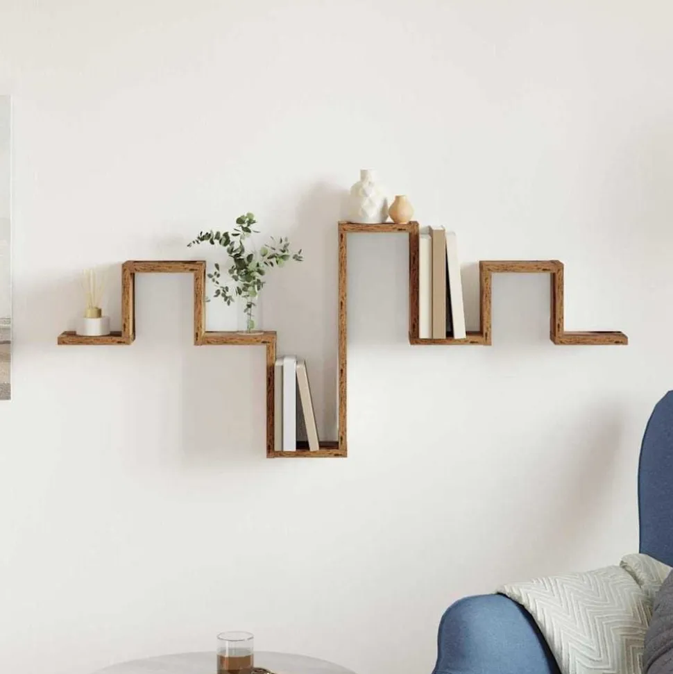 vidaXL Wandplank Wandgemonteerd met opslag Oudhout 104.5 x 43 x 10 cm