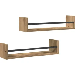 vidaXL Wandplank Wandgemonteerd 2 pcs Artisan Eiken 60 x 16 x 14 cm