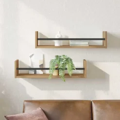 vidaXL Wandplank Wandgemonteerd 2 pcs Artisan Eiken 60 x 16 x 14 cm