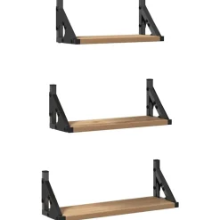 vidaXL Wandplank Wandgemonteerd met opslag 3 pcs Rook Eik