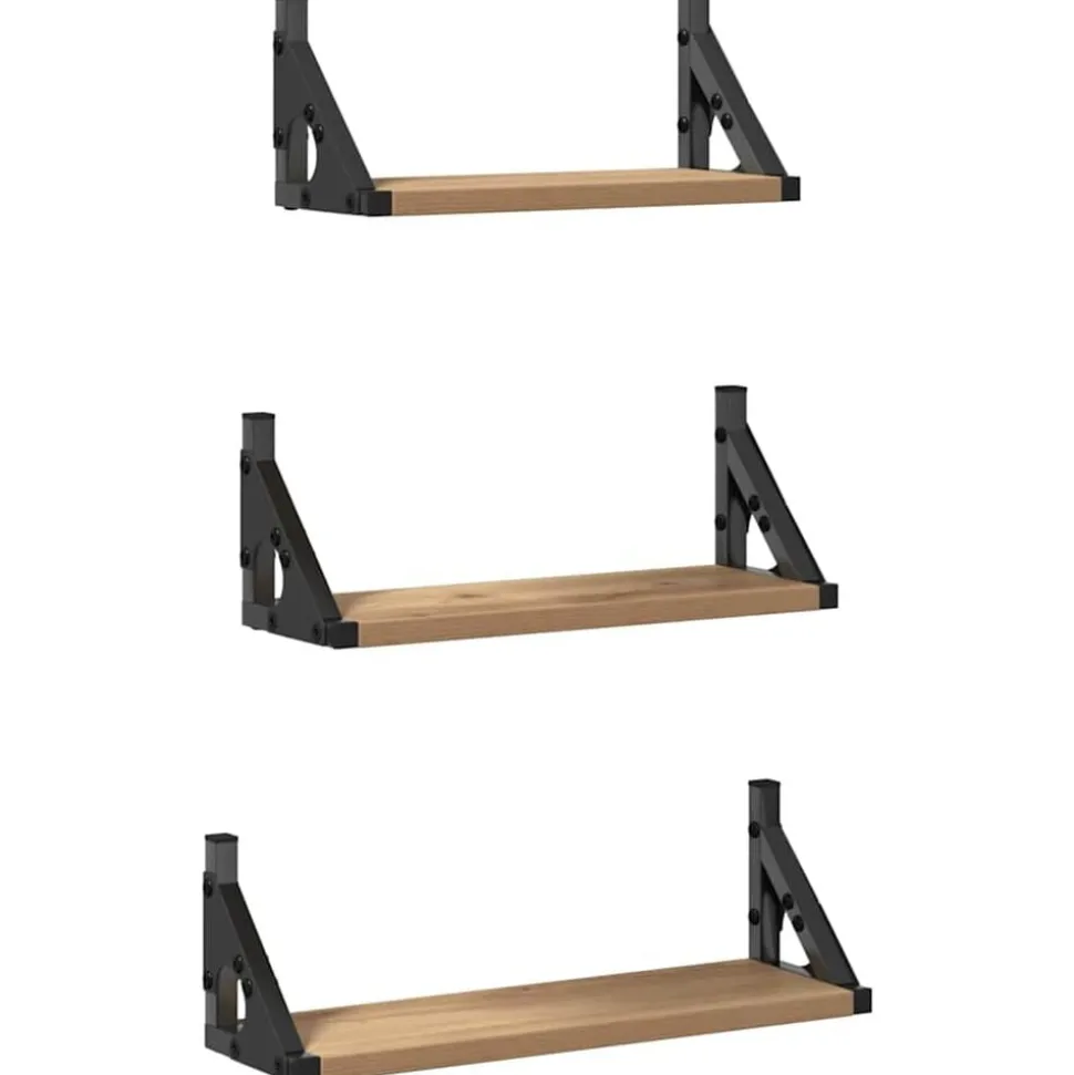 vidaXL Wandplank Wandgemonteerd met opslag 3 pcs Rook Eik
