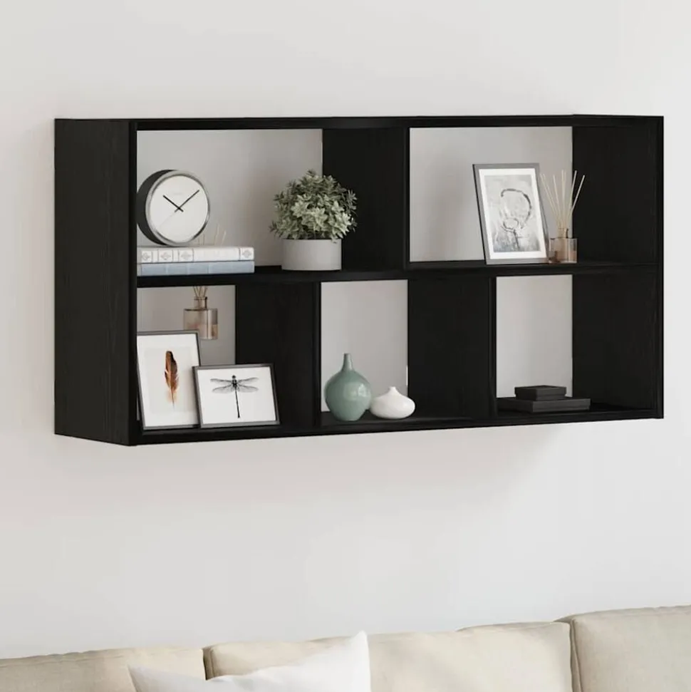 vidaXL Wandplank Zwart Eiken 100x25x50 cm Bewerkt Hout