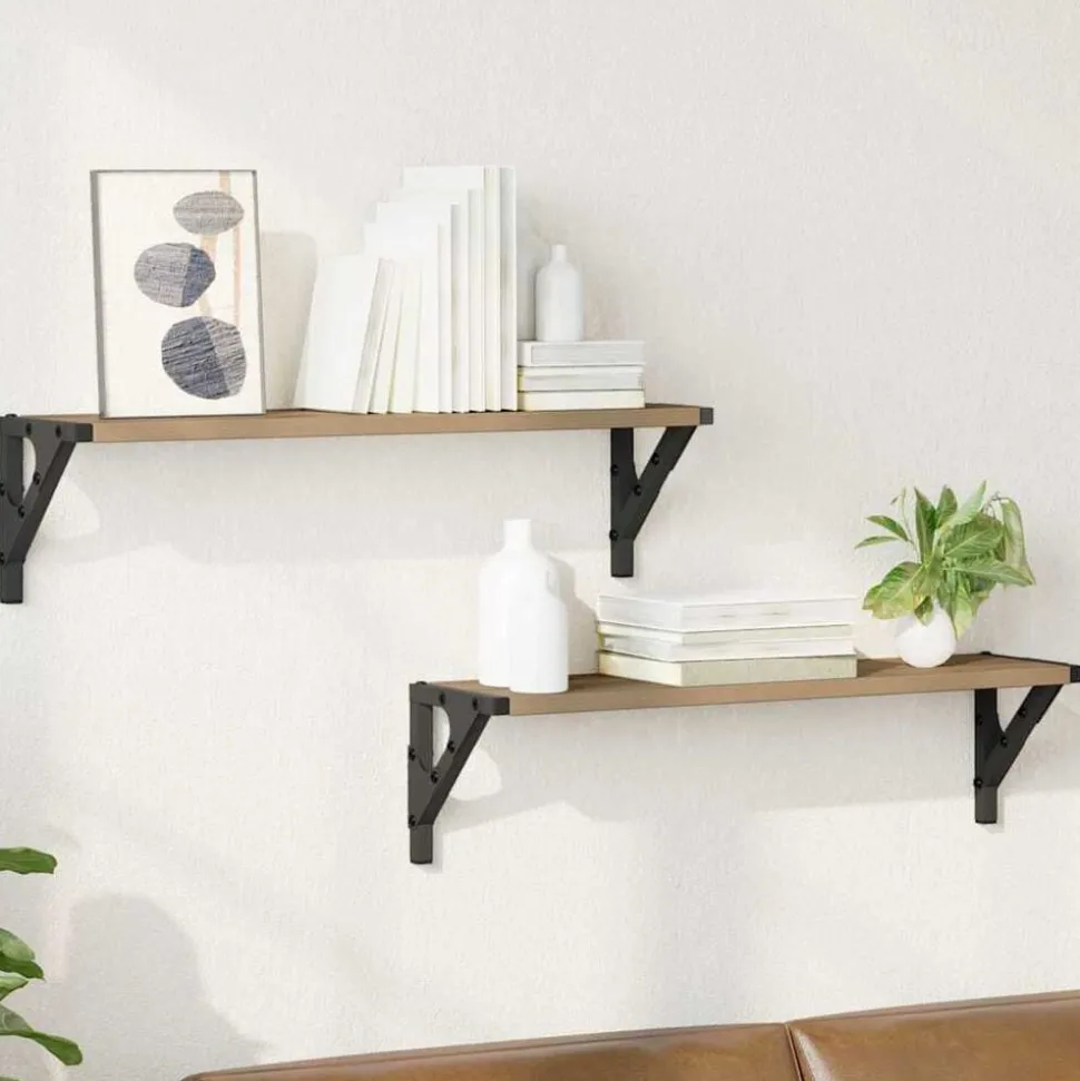 vidaXL Wandplanken 2 pcs Artisan Eiken 60 x 15 x 15,5 cm Bewerkt hout