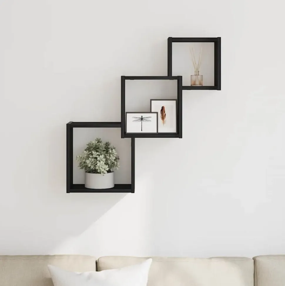 vidaXL Wandplanken kubus 68x15x68cm bewerkt hout zwart eikenkleur