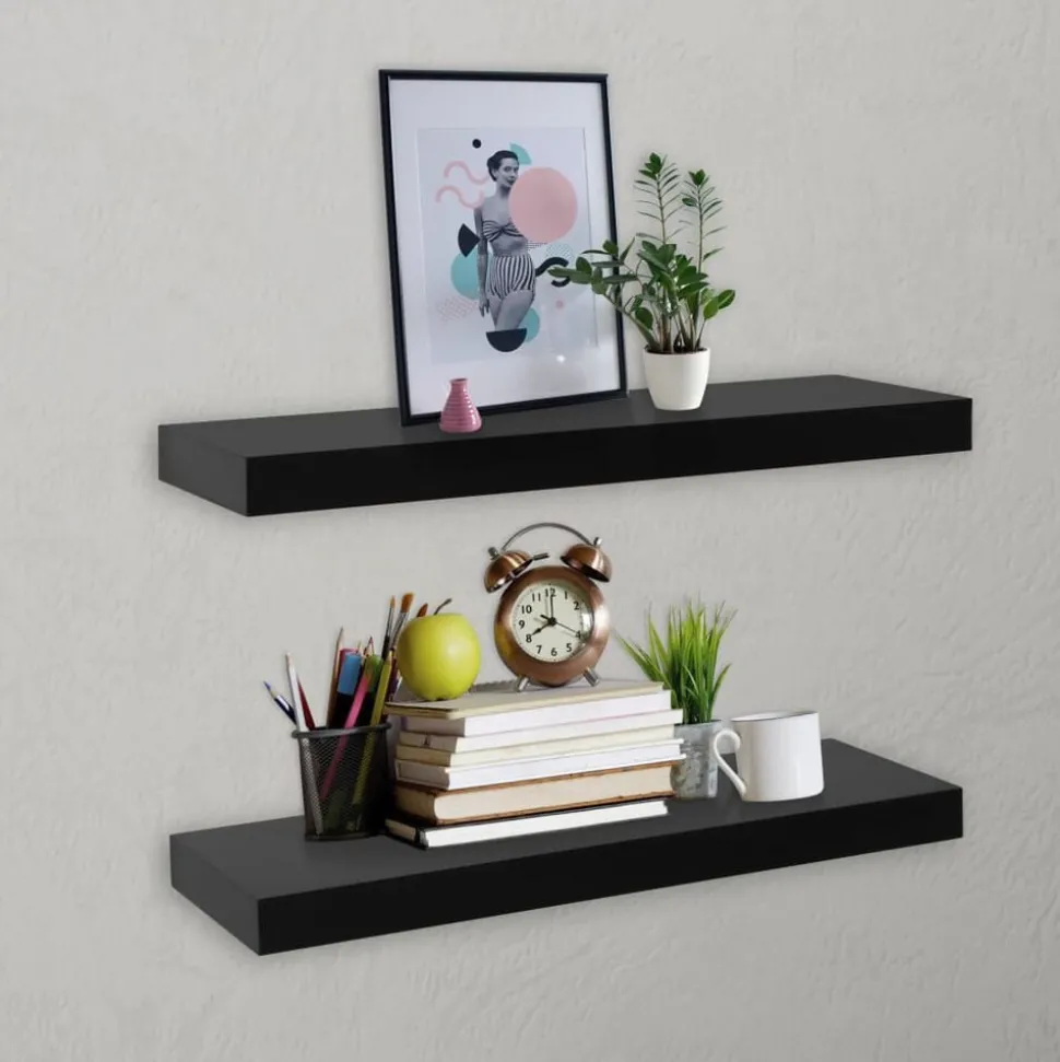 vidaXL Wandplanken zwevend 2 st 40x20x3,8 cm zwart