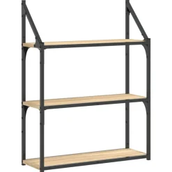 vidaXL Wandrek 3-laags 60x21x78,5 cm bewerkt hout sonoma eikenkleurig