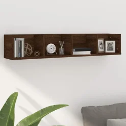 vidaXL Wandschap CD 100x18x18 cm bewerkt hout bruin eikenkleur
