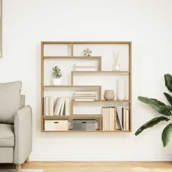 vidaXL Wandschap kubus 7 vakken bewerkt hout artisanaal eikenkleurig