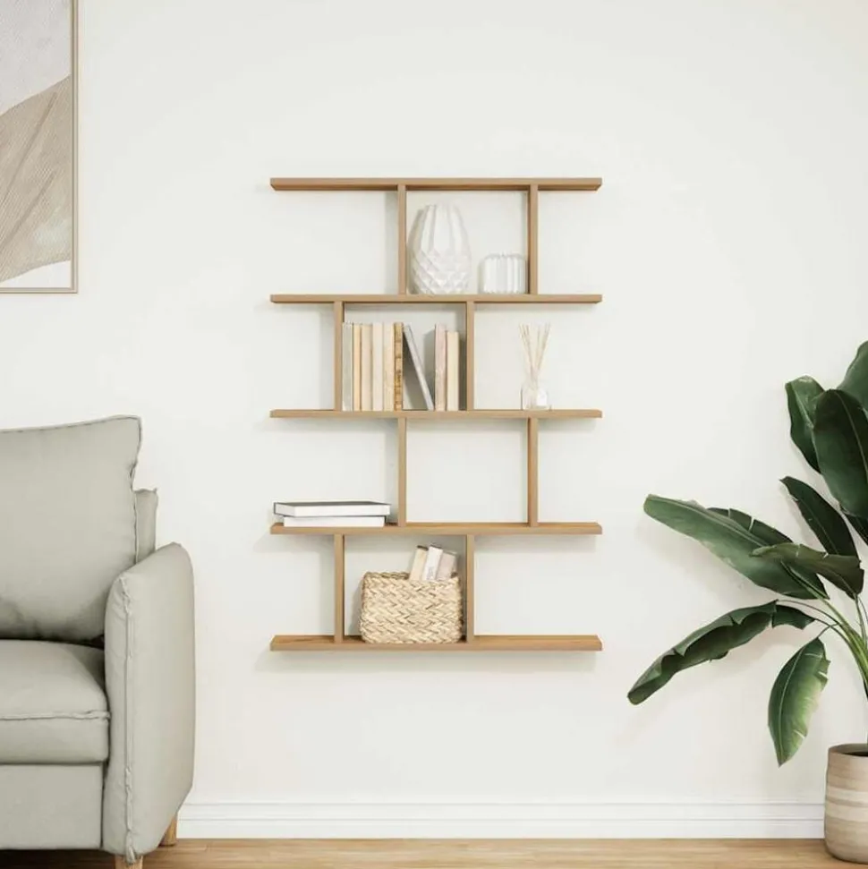 vidaXL Wandschap kubus 12 vakken bewerkt hout artisanaal eikenkleurig