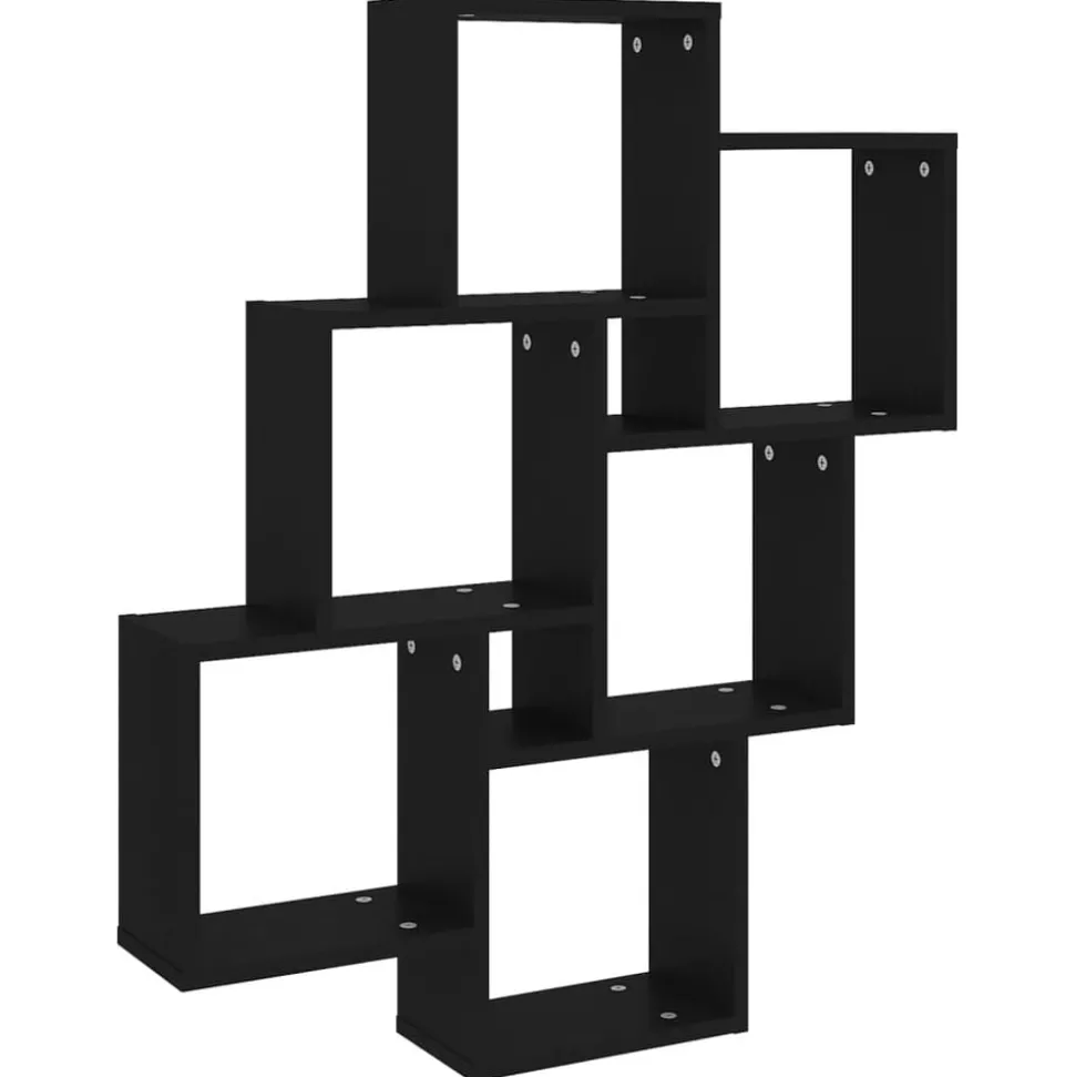 vidaXL Wandschap kubus 78x15x93 cm bewerkt hout zwart