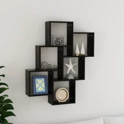 vidaXL Wandschap kubus 78x15x93 cm bewerkt hout zwart