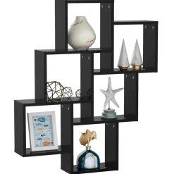 vidaXL Wandschap kubus 78x15x93 cm bewerkt hout zwart