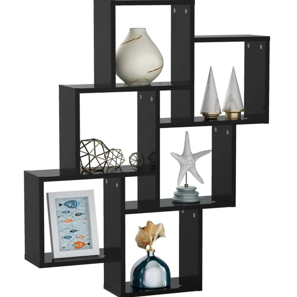 vidaXL Wandschap kubus 78x15x93 cm bewerkt hout zwart