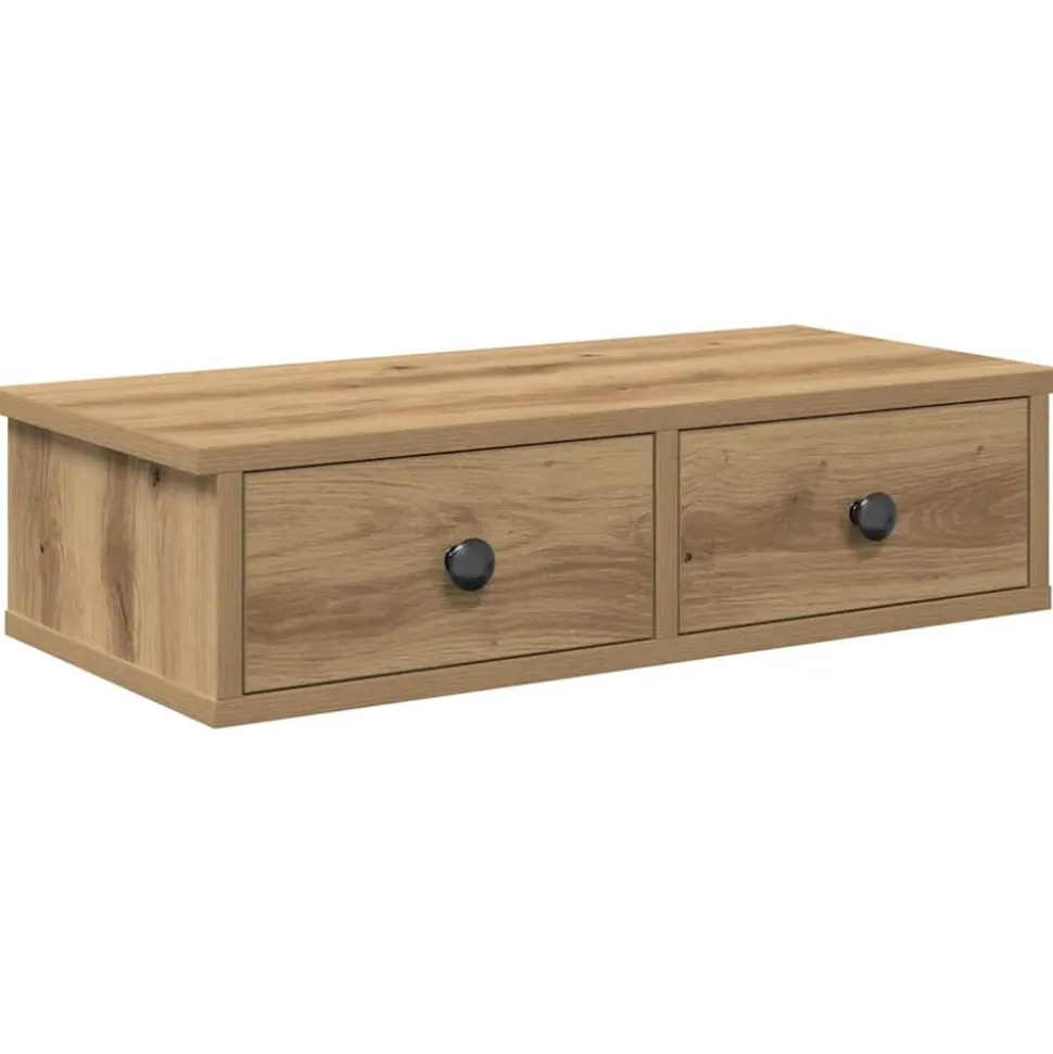 vidaXL Wandschap met lades 60x28x15 cm bewerkt hout artisanaal eiken