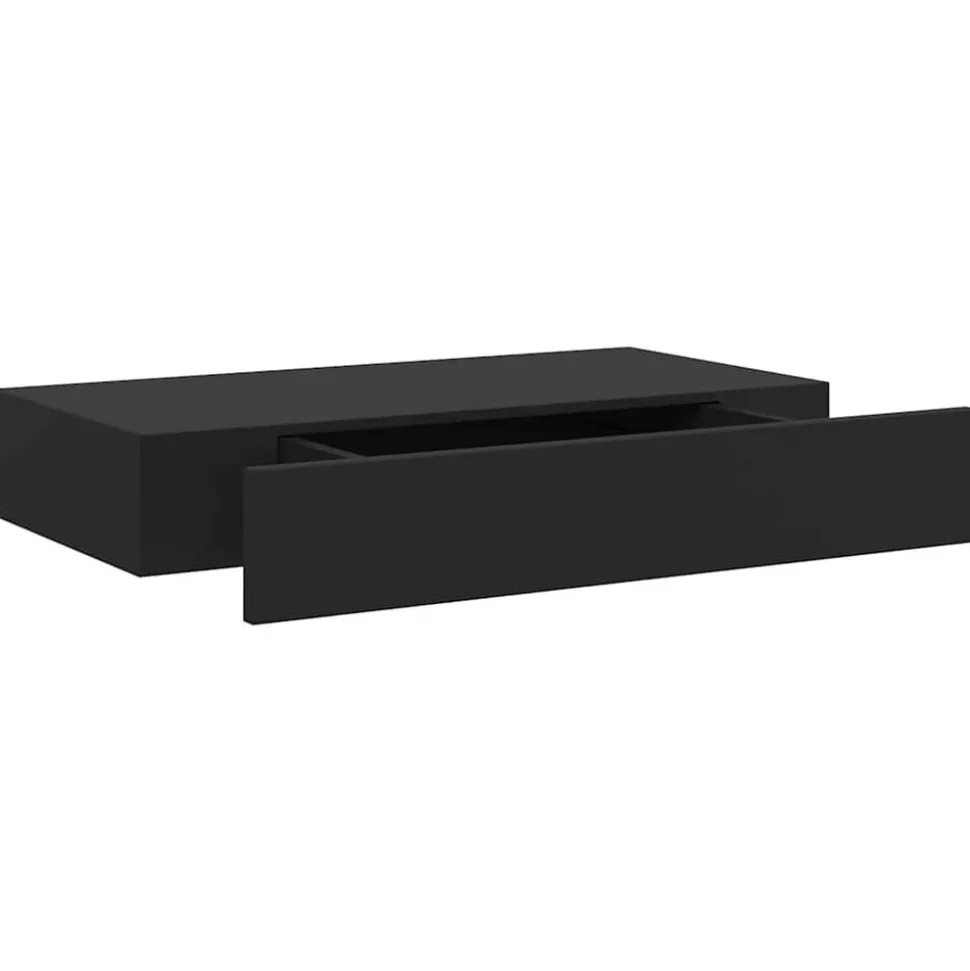 vidaXL Wandschap met lade zwevend 48x25x8 cm zwart