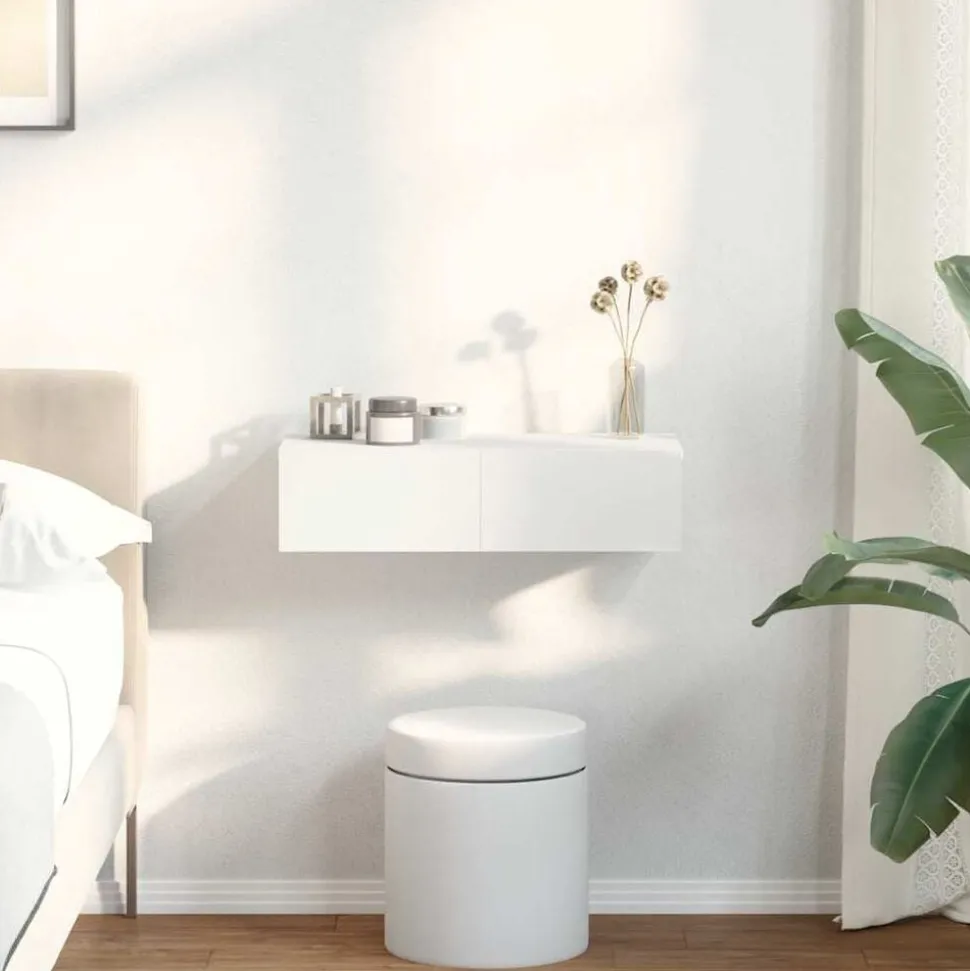 vidaXL Wandschap met lades 60x26,5x15 cm bewerkt hout wit