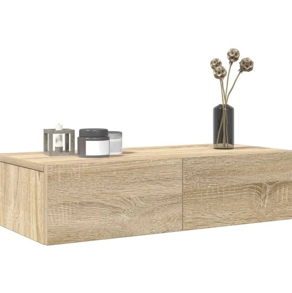 vidaXL Wandschap met lades 60x26,5x15cm bewerkt hout sonoma eikenkleur
