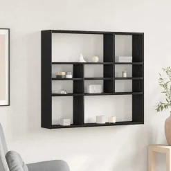 vidaXL Wandschap 90x16x78 cm bewerkt hout zwart eikenkleur