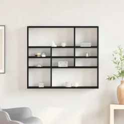 vidaXL Wandschap 90x16x78 cm bewerkt hout zwart eikenkleur