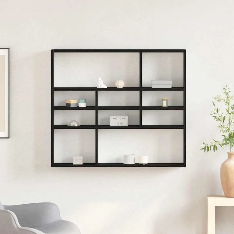 vidaXL Wandschap 90x16x78 cm bewerkt hout zwart eikenkleur