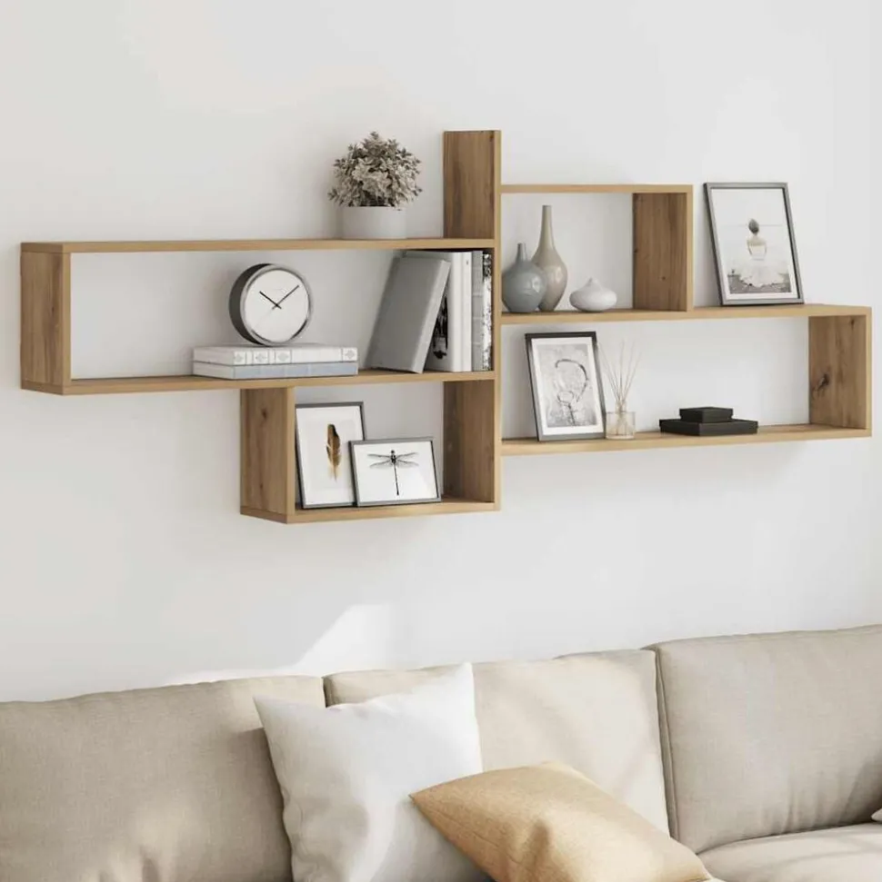 vidaXL Wandschap 167,5x18x68 cm bewerkt hout artisanaal eikenkleurig