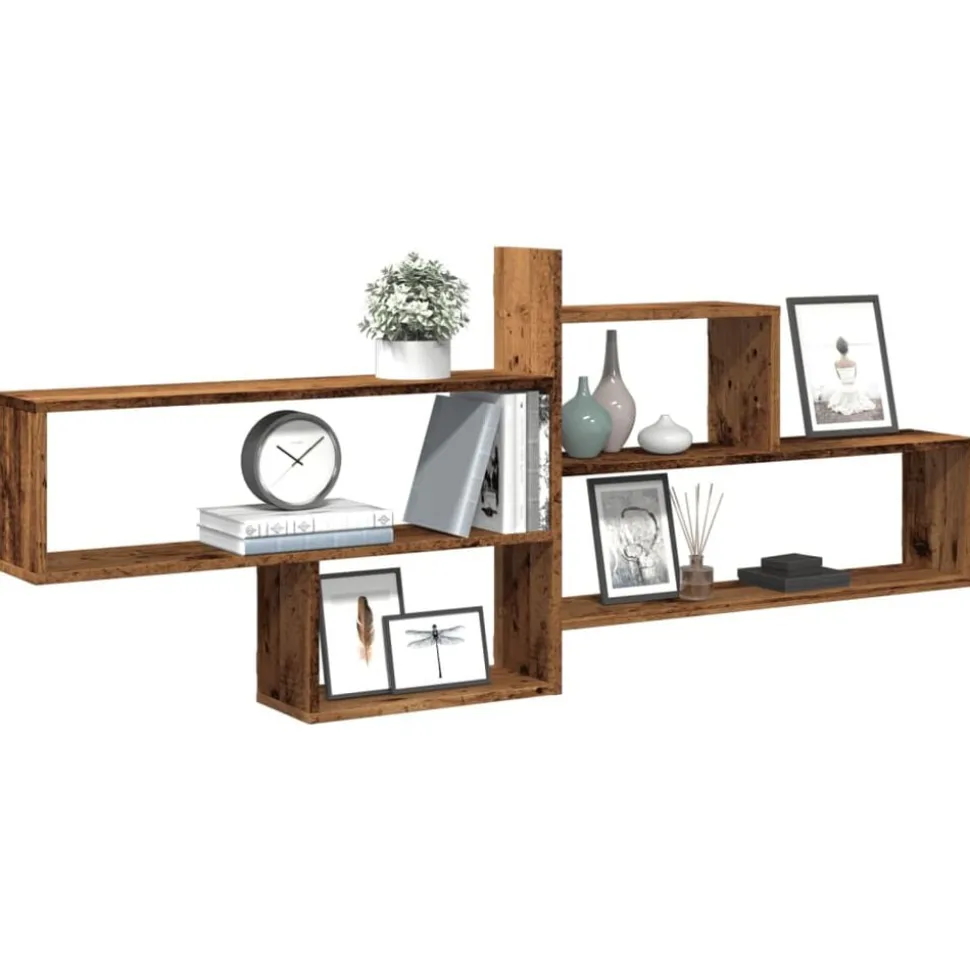 vidaXL Wandschap 167,5x18x68 cm bewerkt hout oud houtkleurig